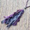 Eggplant Purple and Gunmetal Tassel Necklace and Earrings Set - Image 4