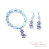 Seafoam Blue Pearls and Clear Glass Snowman Stretch Bracelet and Earrings set