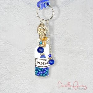 Blue Halloween Mini Jar Suede Necklace with Chain Charms