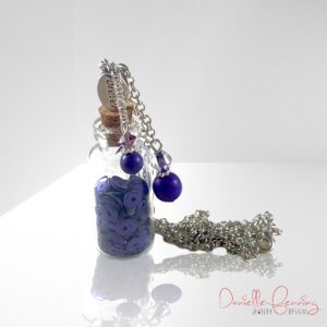 Purple Sequin "Forever" Potion Bottle Necklace