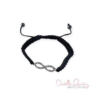 Woven Black Parachute Cord Crystal Infinity Adjustable Bracelet