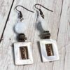 Brown and White Shell and Copper Lariat Necklace and Earrings Set - Image 5