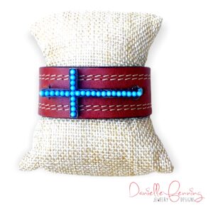 Turquoise cross on Brown cuff