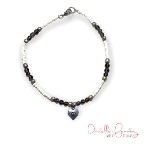 Cream and Gray Silver Dog Paw Anklet