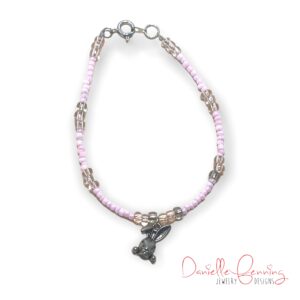 Bunny Head Light Pink Seed Bead Anklet