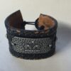Black Leather Cuff with Pewter Crown
