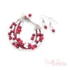 Red and White Turquoise and Glass Multi-Strand Bracelet & Earrings Set
