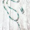 Seafoam Green, Clear Glass and Silver Tone Necklace and Earrings Set
