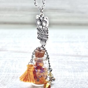 Gold Owl Potion Bottle Necklace