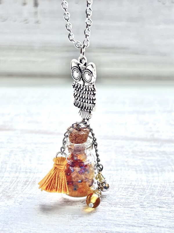 Gold Owl Potion Bottle Necklace