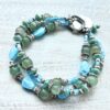 Green Jade and Blue Glass "Live Your Dream" Bracelet and Earrings Set
