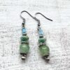 Green Jade and Blue Glass "Live Your Dream" Bracelet and Earrings Set