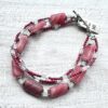 Red Striped Rectangle "Me vs Me" Bracelet and Earrings Set