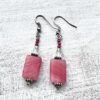 Red Striped Rectangle "Me vs Me" Bracelet and Earrings Set
