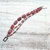 Red Striped Rectangle "Me vs Me" Bracelet and Earrings Set
