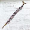 Lavender Glass and Freshwater Pearl "You Can Do It" Quadruple Strand Bracelet and Earring Set