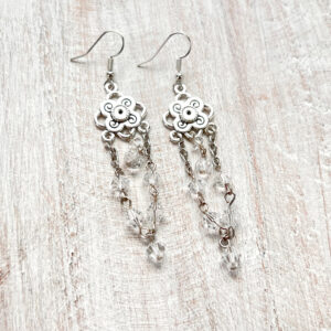 Clear Glass and Chain Chandelier Earrings