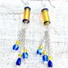 Blue and Yellow Glass Chain Earrings - Image 2