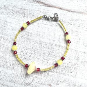 Yellow and Red Seed Bead Anklet