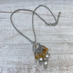 Silver and Gold Glass Chandelier Necklace