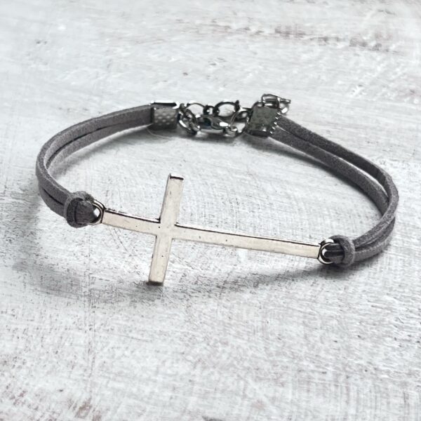 Gray Cross Suede Bracelet