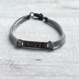 Bronze Love Gray Suede Bracelet
