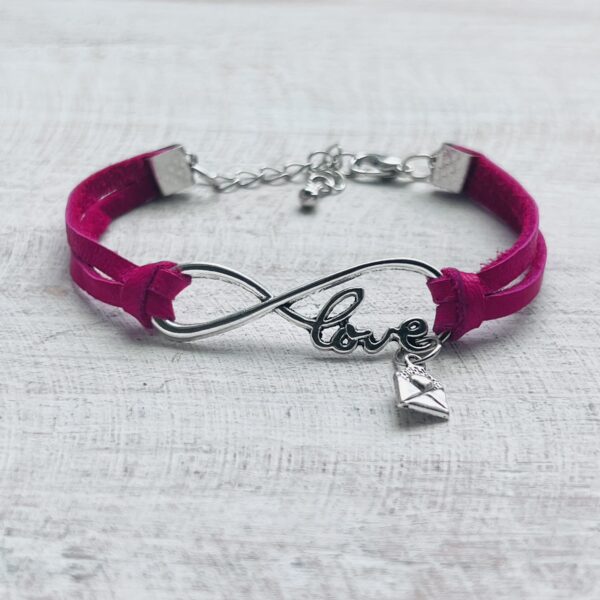 Hot Pink Love Infinity Suede Bracelet