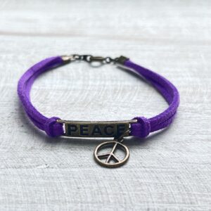 Bronze Peace Purple Suede Bracelet