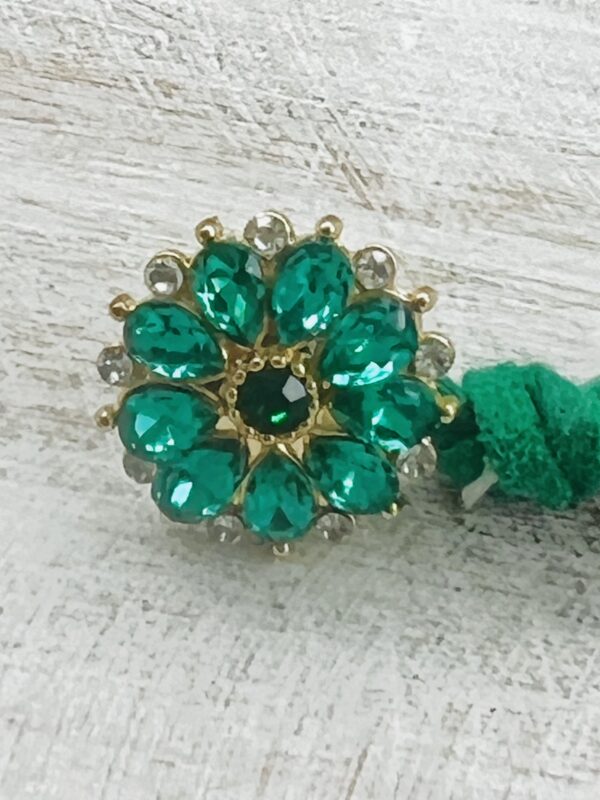 Teal Green Tila Czech Glass Crystal Button Clasp Suede Bracelet Wrap