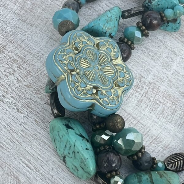 Turquoise & Labradorite Multi-Strand Bracelet & Earrings Set