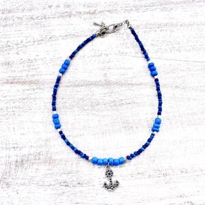 Blue Anchor Beaded Anklet