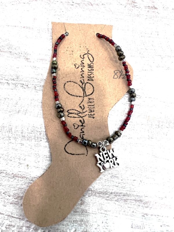 Red and Black New York Anklet