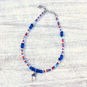 Red, White and Blue Patriotic Hat Beaded Anklet