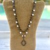 Gunmetal and Gray Glass Pearl Double Strand Necklace