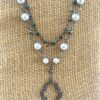 Gunmetal and Gray Glass Pearl Double Strand Necklace