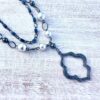 Gunmetal and Gray Glass Pearl Double Strand Necklace