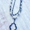 Gunmetal and Gray Glass Pearl Double Strand Necklace