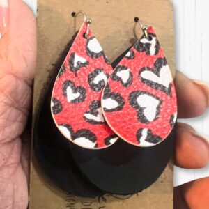Double Teardrop Black and Red Valentine's Earrings