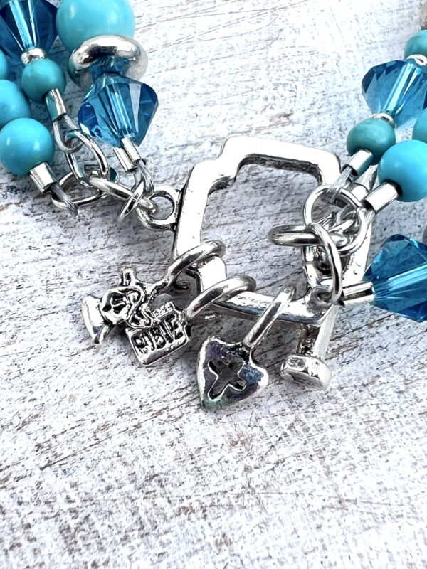 Turquoise Howlite Starfish and Glass Multi-Strand Bracelet & Earrings Set