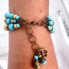 Turquoise Howlite, Wood & Bronze Peace Multi-Strand Bracelet & Earrings Set