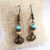Turquoise Howlite, Wood & Bronze Peace Multi-Strand Bracelet & Earrings Set