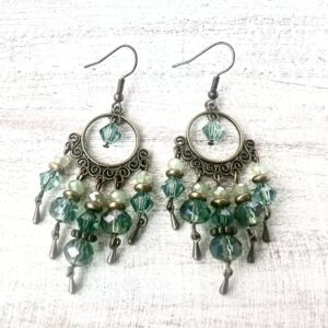 Two-Tone Olive Green & Bronze Chandelier Earrings