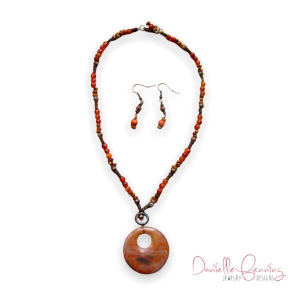 Calico Agate Donut Necklace & Earrings