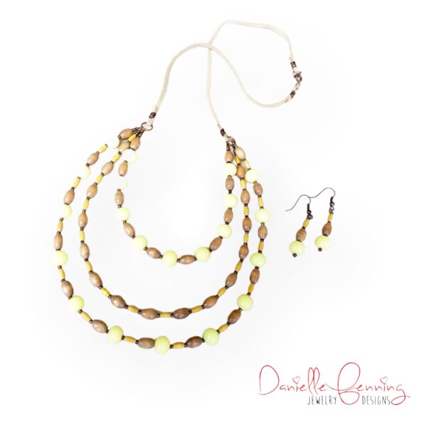 Honey Wheat Multi-Strand Necklace and Earrings Set