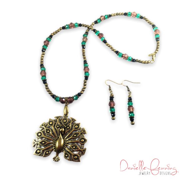 Proud as Peacock Necklace and Earrings Set