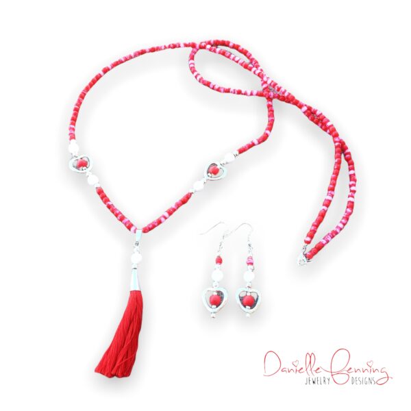 Flaming Love Necklace and Earrings Set