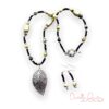 Black and Yellow Turquoise Leaf Necklace and Earrings Set