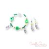 Hugging Frogs Green Heart Bracelet and Earrings Set