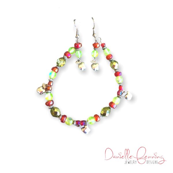 Yellow & Green Apple Bracelet and Earrings Set