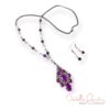 Purple Glass and Gunmetal Necklace and Earrings Set
